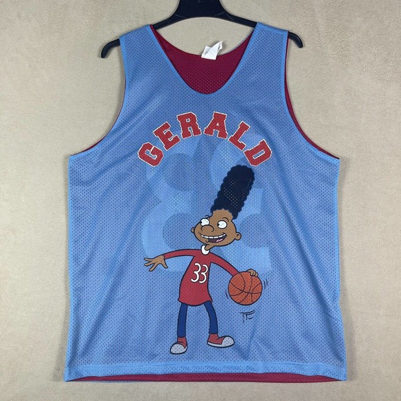 Nickelodeon Hey Arnold Large Blue Red Reversible Gerald Basketball Jersey #33 - Picture 1 of 9